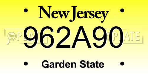 962A90 New Jersey License Plate