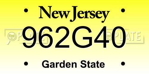 962G40 New Jersey License Plate
