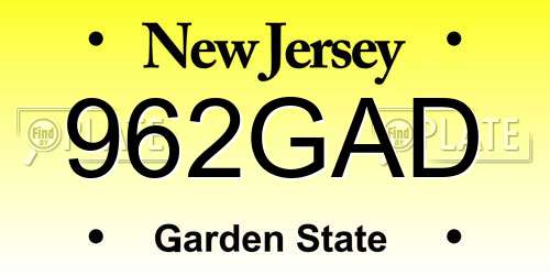 962GAD New Jersey License Plate
