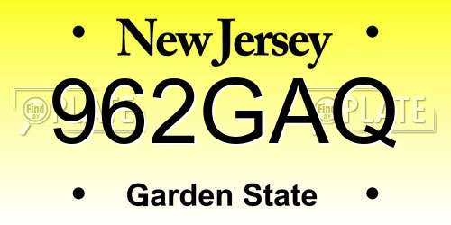 962GAQ New Jersey License Plate