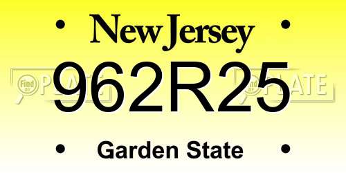 962R25 New Jersey License Plate