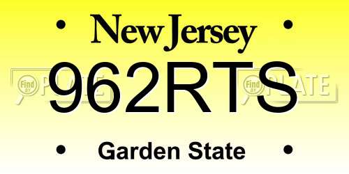 962RTS New Jersey License Plate
