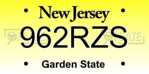 962RZS New Jersey License Plate