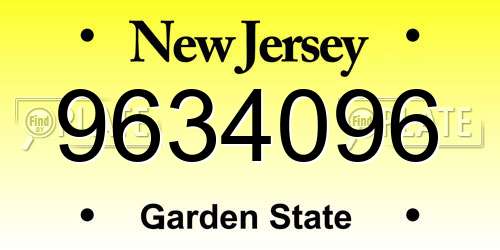 9634096 New Jersey License Plate