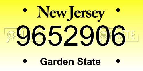 9652906 New Jersey License Plate