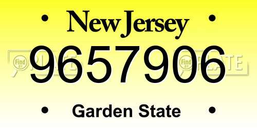 9657906 New Jersey License Plate