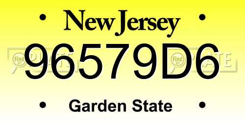 96579D6 New Jersey License Plate