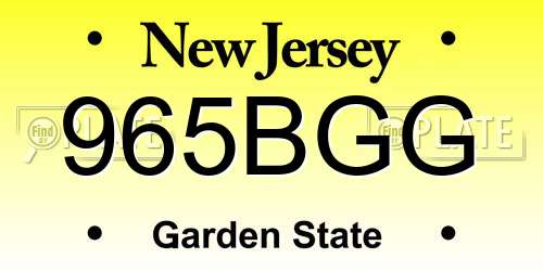 965BGG New Jersey License Plate