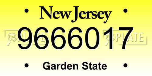 9666017 New Jersey License Plate