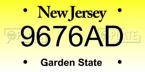 9676AD New Jersey License Plate