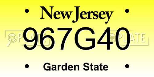 967G40 New Jersey License Plate