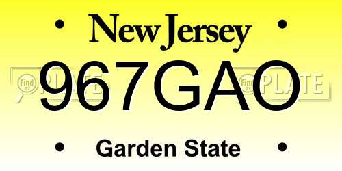 967GAO New Jersey License Plate