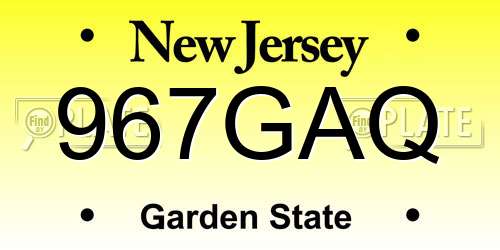 967GAQ New Jersey License Plate
