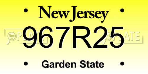 967R25 New Jersey License Plate
