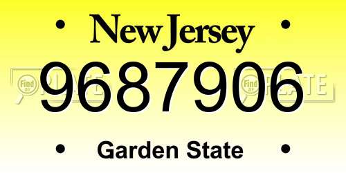 9687906 New Jersey License Plate