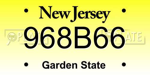 968B66 New Jersey License Plate