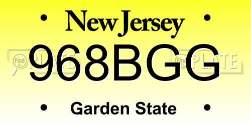 968BGG New Jersey License Plate