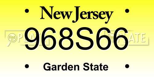 968S66 New Jersey License Plate