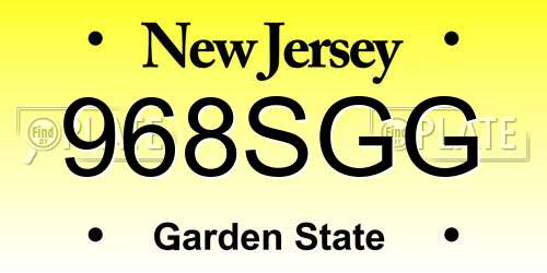 968SGG New Jersey License Plate