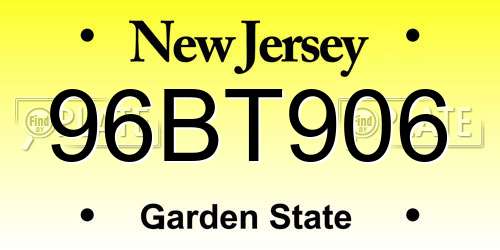 96BT906 New Jersey License Plate