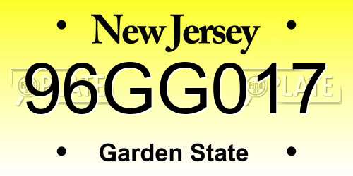 96GG017 New Jersey License Plate