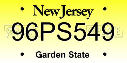 96PS549 New Jersey License Plate