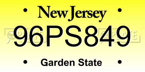 96PS849 New Jersey License Plate