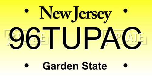 96TUPAC New Jersey License Plate