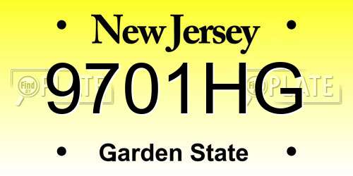 9701HG New Jersey License Plate