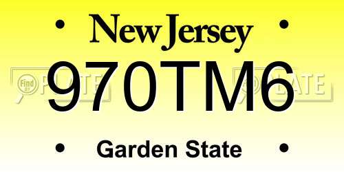 970TM6 New Jersey License Plate