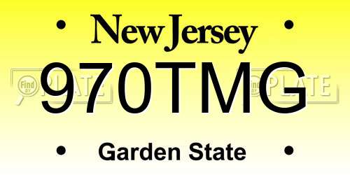 970TMG New Jersey License Plate