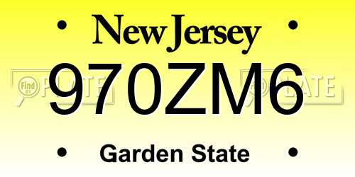 970ZM6 New Jersey License Plate