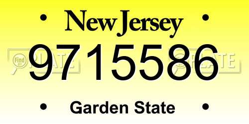 9715586 New Jersey License Plate
