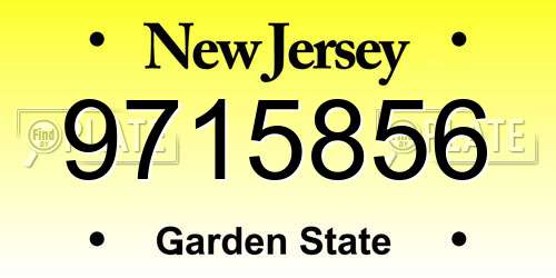 9715856 New Jersey License Plate