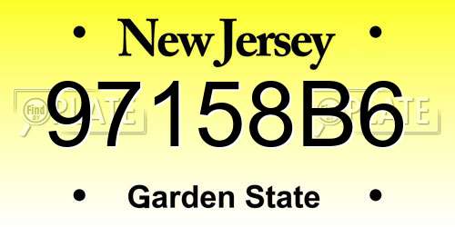 97158B6 New Jersey License Plate