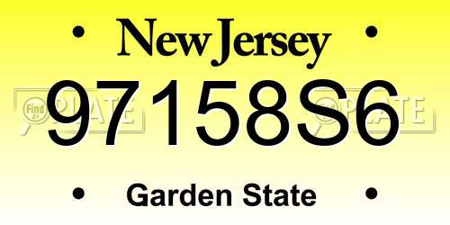 97158S6 New Jersey License Plate