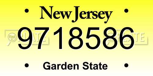 9718586 New Jersey License Plate