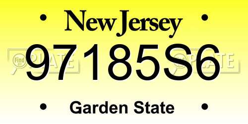 97185S6 New Jersey License Plate