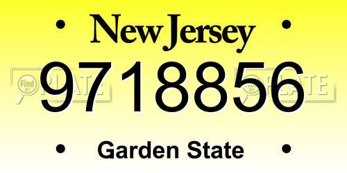 9718856 New Jersey License Plate