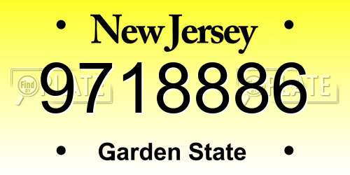 9718886 New Jersey License Plate