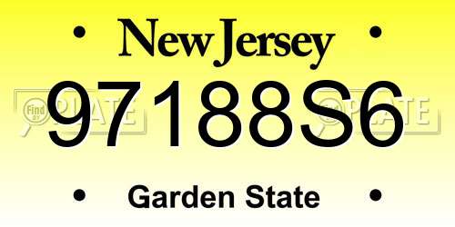 97188S6 New Jersey License Plate