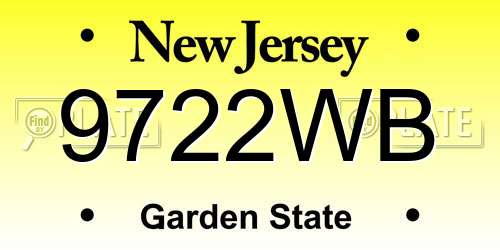 9722WB New Jersey License Plate