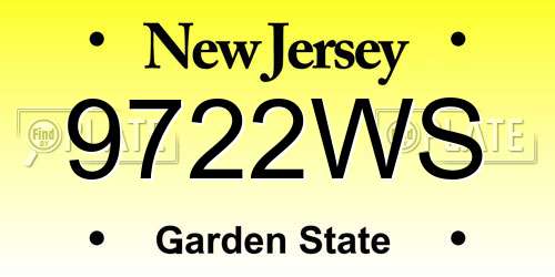 9722WS New Jersey License Plate