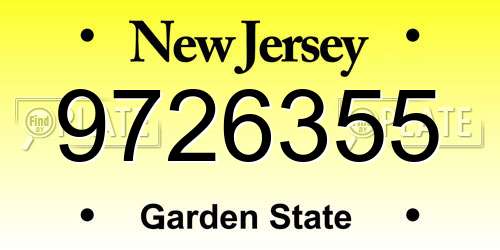 9726355 New Jersey License Plate