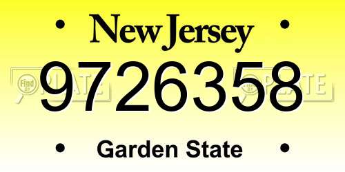 9726358 New Jersey License Plate