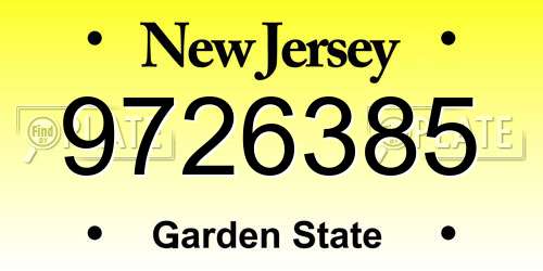 9726385 New Jersey License Plate