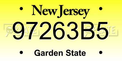 97263B5 New Jersey License Plate