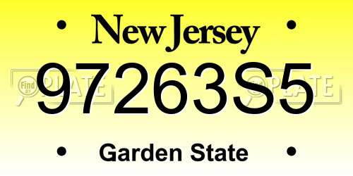 97263S5 New Jersey License Plate