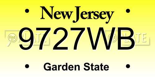 9727WB New Jersey License Plate