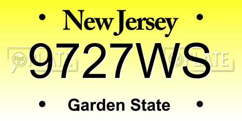 9727WS New Jersey License Plate